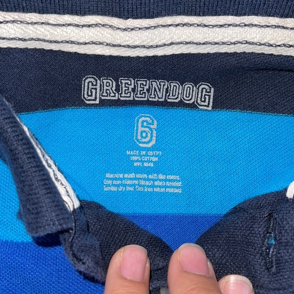 Greendog Kid Boy Youth Blue Striped Polo Short Sleeve Shirt - Picture 4 of 4